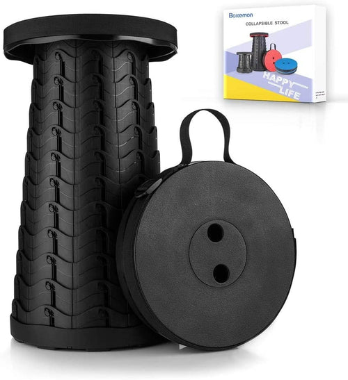 Ultimate Portable Folding Stool - Lightweight, Sturdy, 400Lbs Capacity for Camping, Fishing, Hiking & BBQ (Black)