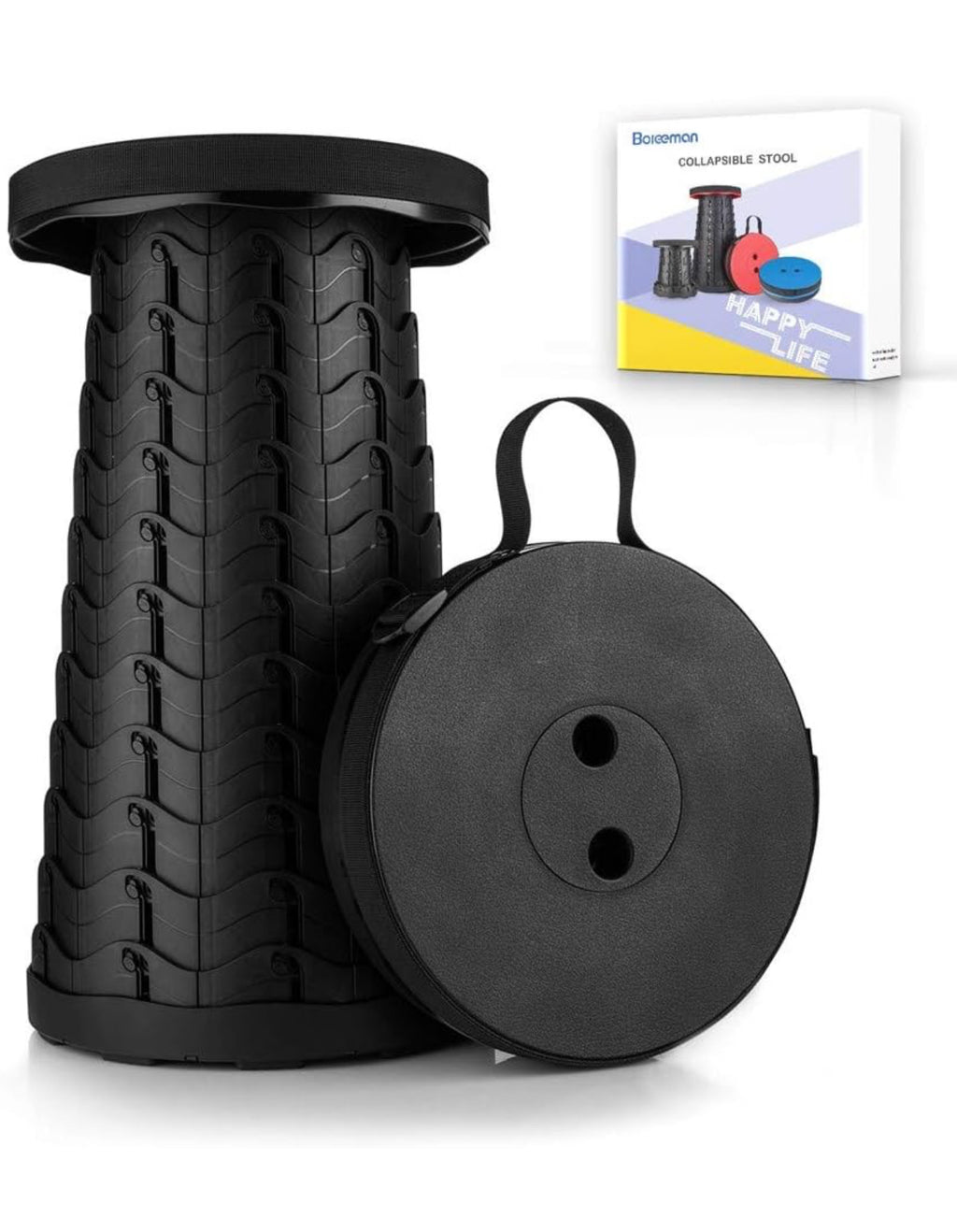 Ultimate Portable Folding Stool - Lightweight, Sturdy, 400Lbs Capacity for Camping, Fishing, Hiking & BBQ (Black)