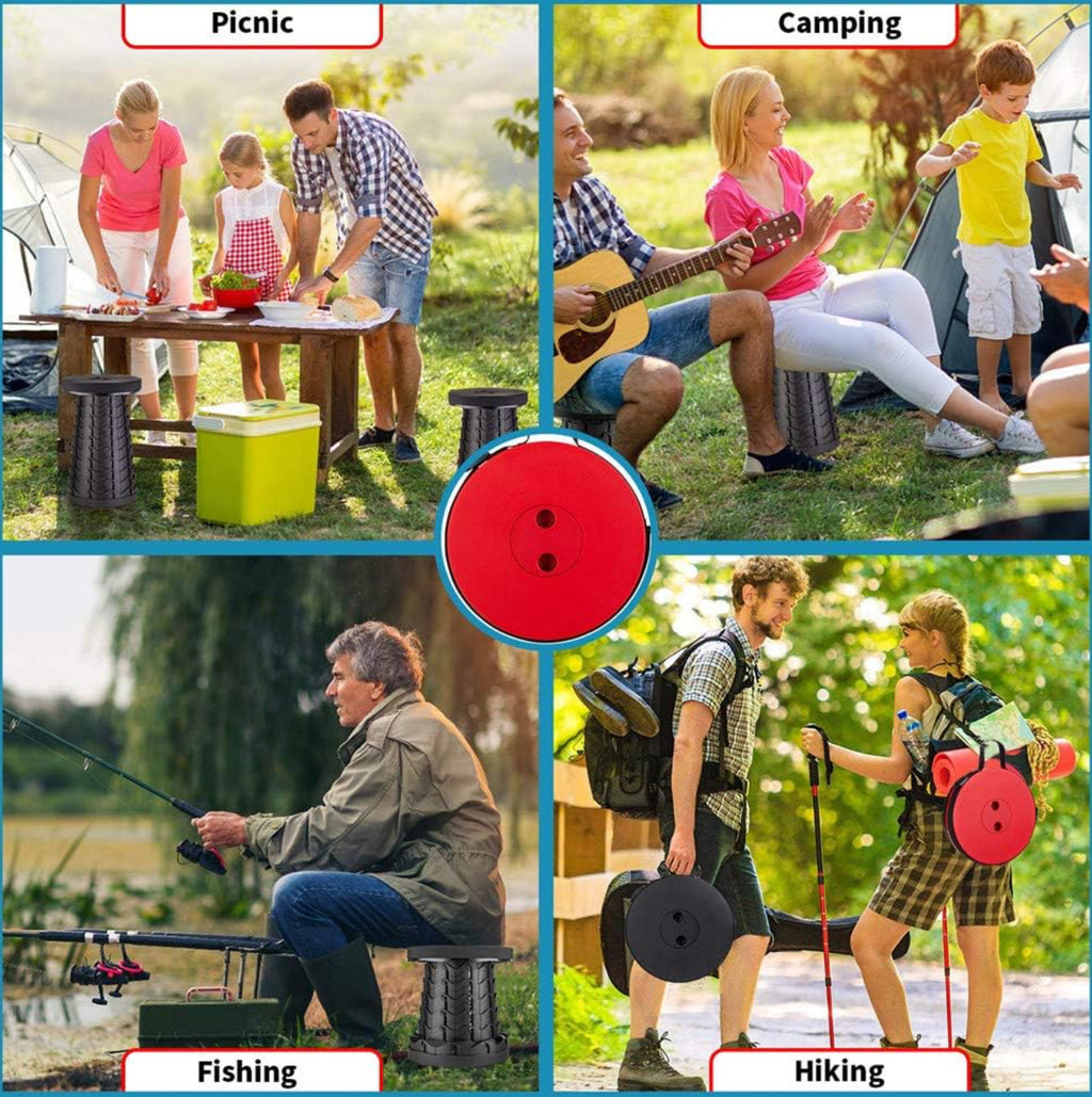 Ultimate Portable Folding Stool - Lightweight, Sturdy, 400Lbs Capacity for Camping, Fishing, Hiking & BBQ (Black)