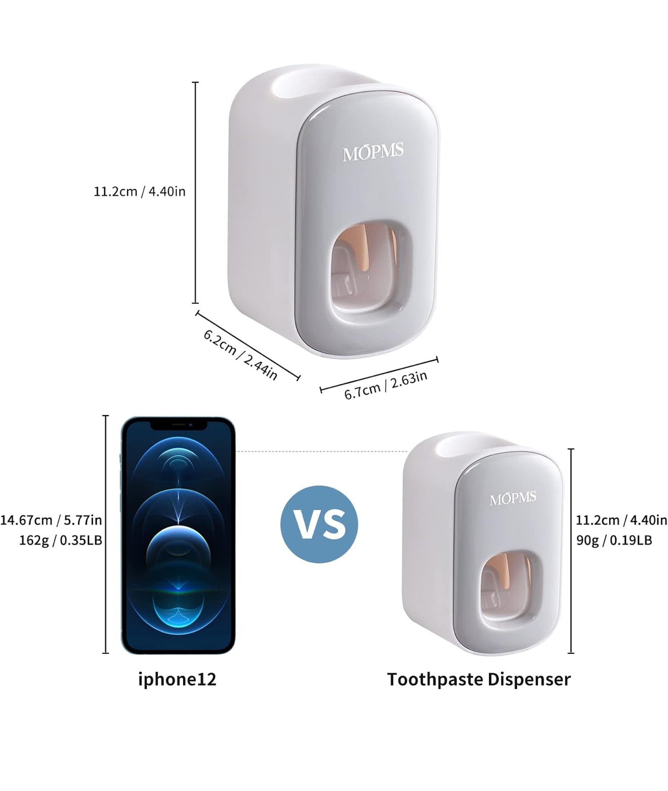 Automatic Wall-Mounted Toothpaste Dispenser - Perfect for Kids & Adults (Grey, 1 Piece)