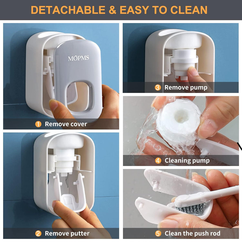 Automatic Wall-Mounted Toothpaste Dispenser - Perfect for Kids & Adults (Grey, 1 Piece)