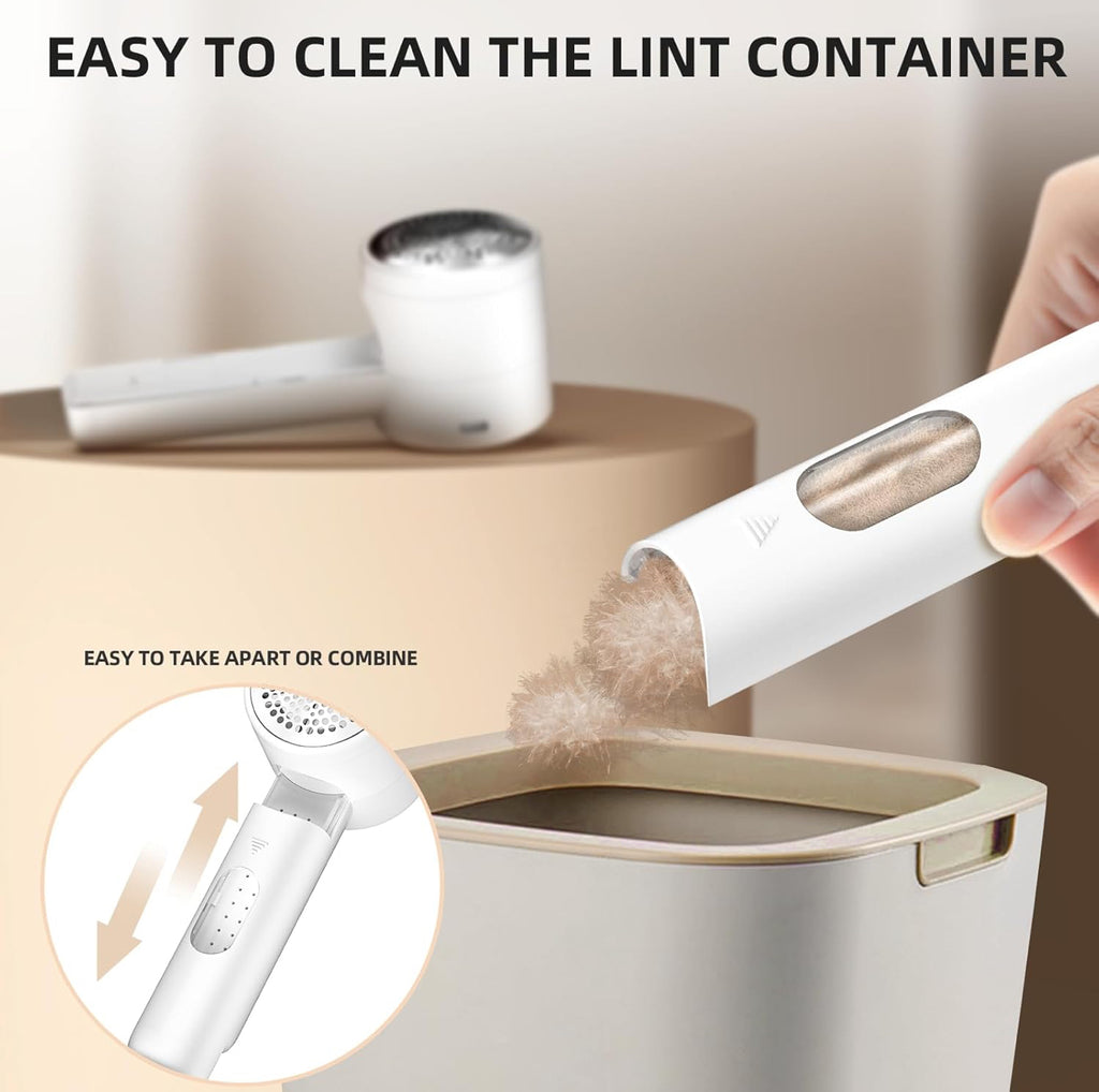 Rechargeable Fabric Shaver & Lint Remover - Electric Portable Sweater Defuzzer with 3 Speeds, 6 Leaf Blades, and LED Display for Effortless Pilling Removal from Clothes, Furniture, and Blankets