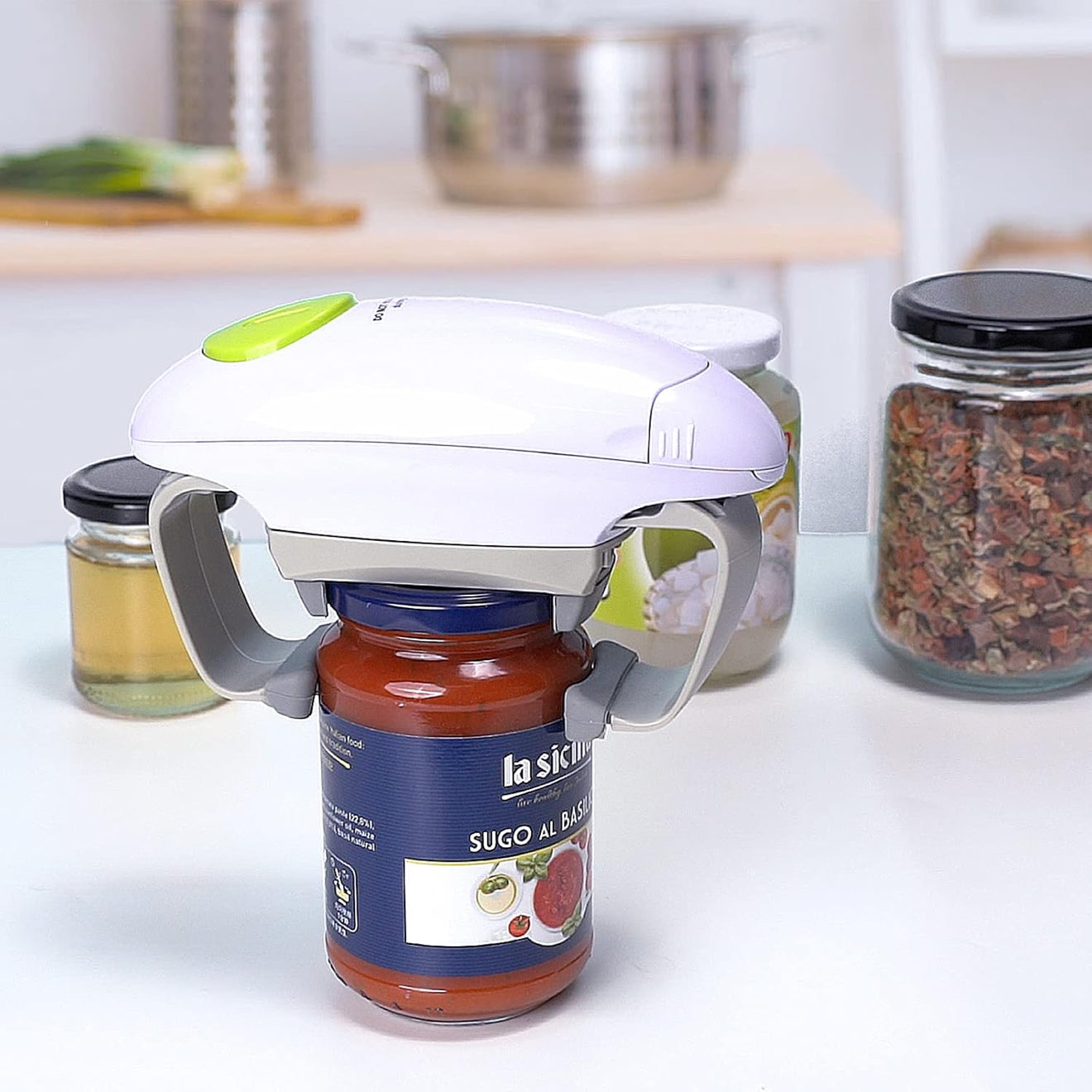 EFFORTLESS HANDS-FREE ELECTRIC JAR & BOTTLE OPENER - PERFECT FOR SENIORS & ARTHRITIS RELIEF!
