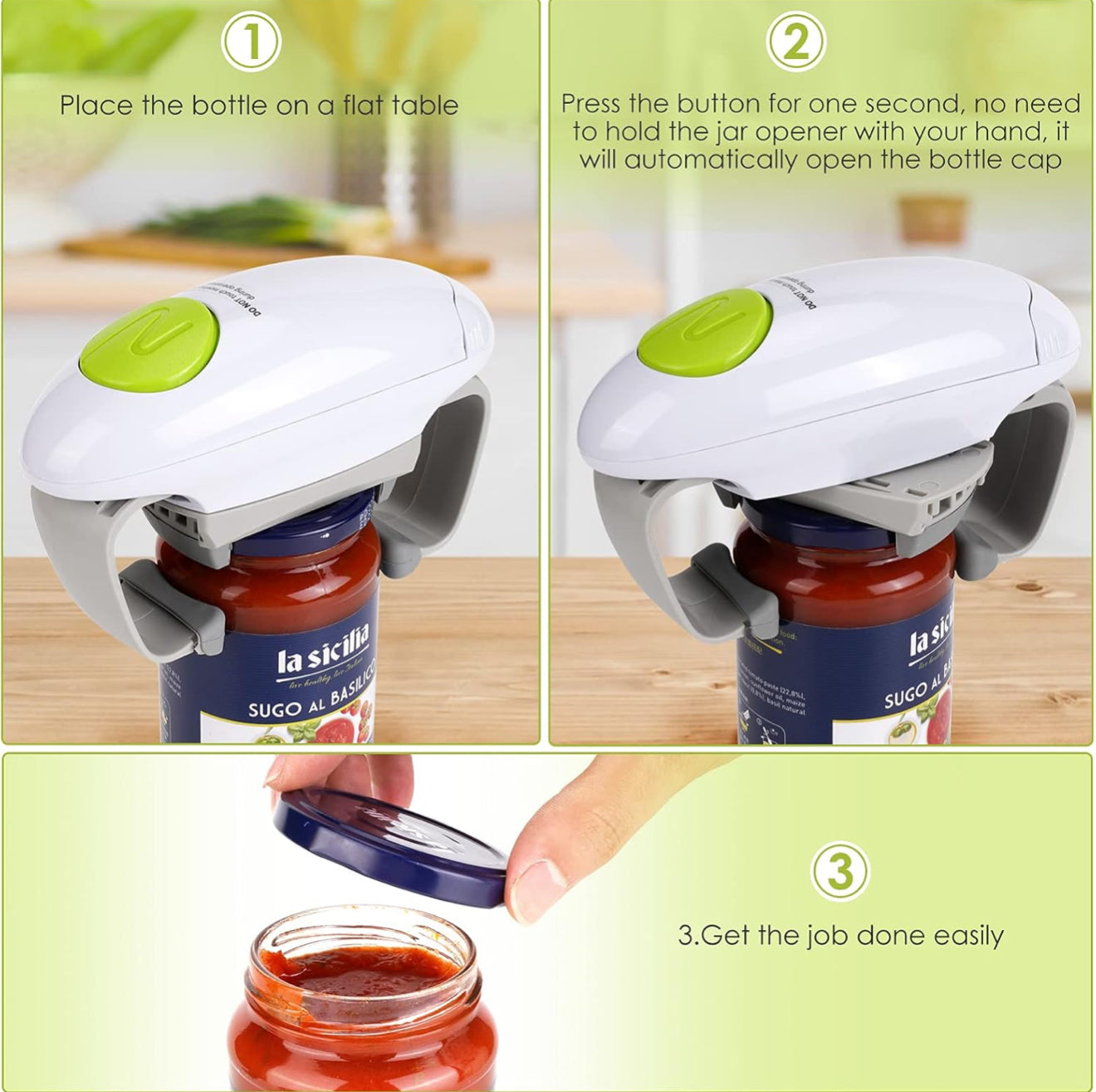 EFFORTLESS HANDS-FREE ELECTRIC JAR & BOTTLE OPENER - PERFECT FOR SENIORS & ARTHRITIS RELIEF!
