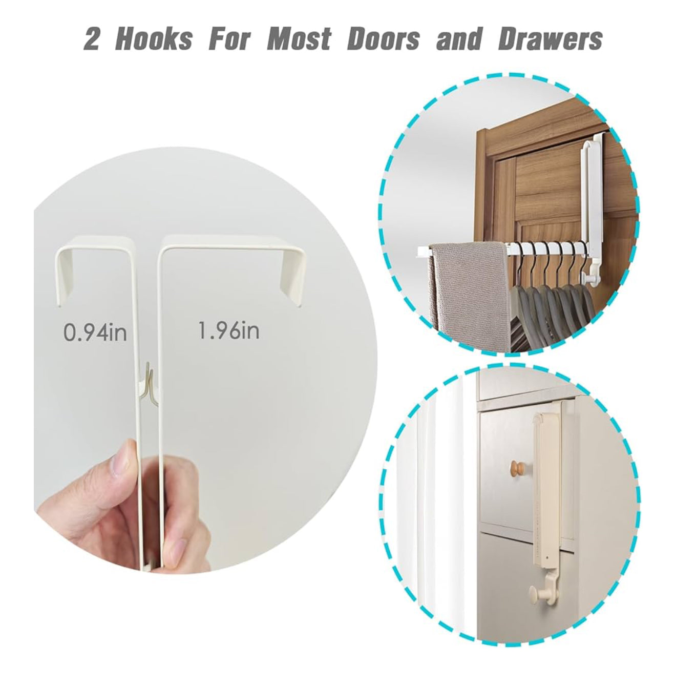 VERSATILE OVER-THE-DOOR DRYING RACK - ADJUSTABLE BRACKETS FOR ANY DOOR THICKNESS - STURDY ALL-METAL FOLDABLE CLOTHES RAILS IN IVORY WHITE