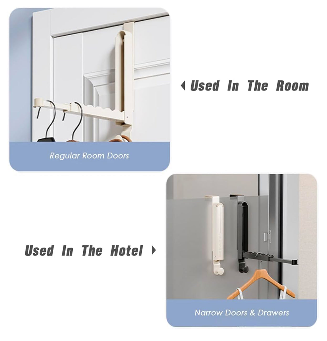 VERSATILE OVER-THE-DOOR DRYING RACK - ADJUSTABLE BRACKETS FOR ANY DOOR THICKNESS - STURDY ALL-METAL FOLDABLE CLOTHES RAILS IN IVORY WHITE